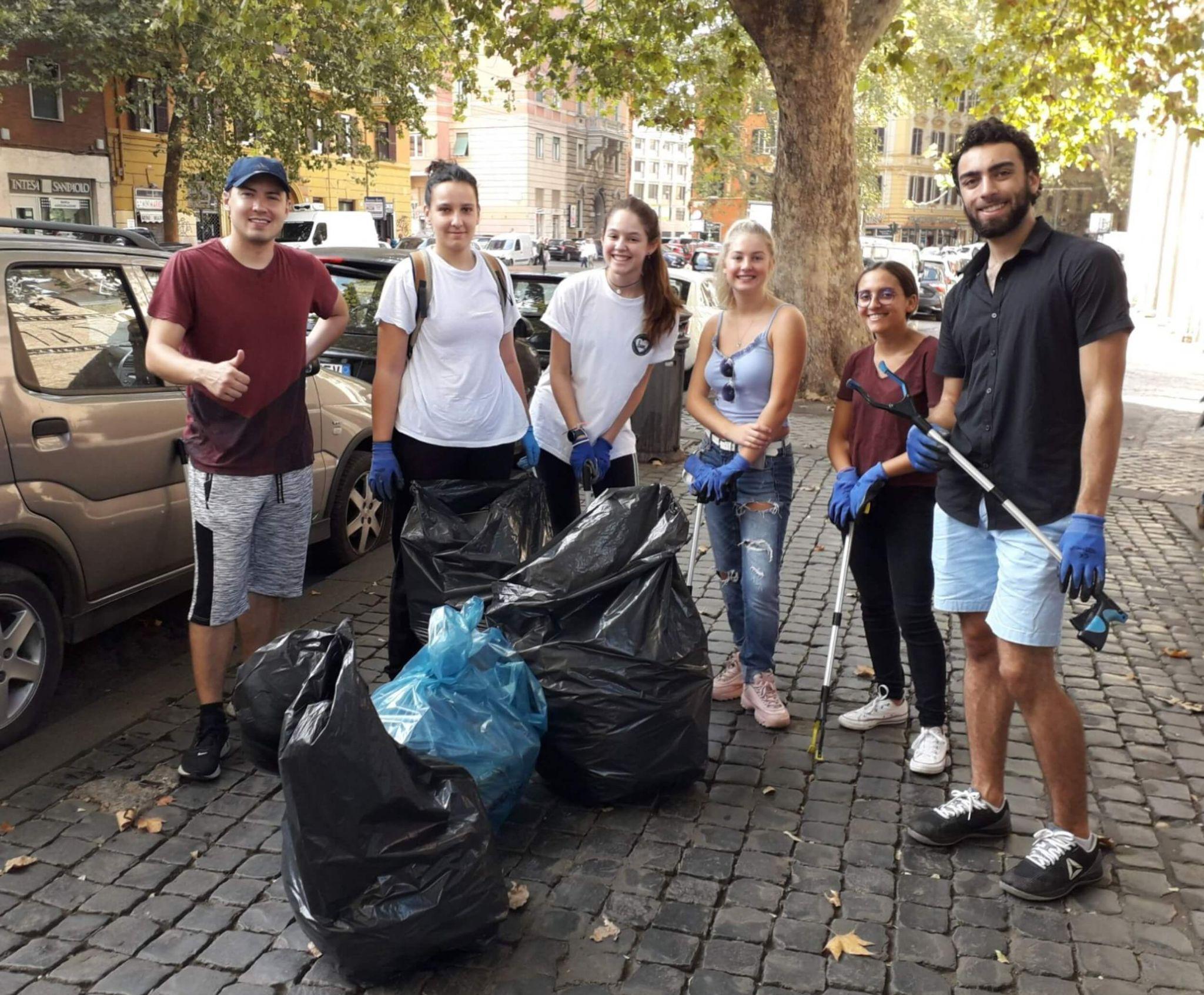 A team of JCU students cleaning garbage in the community