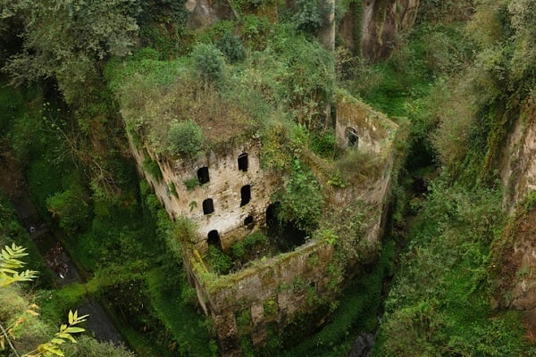 The ruins of the Valle dei Mulini are a former industrial area for flour mills