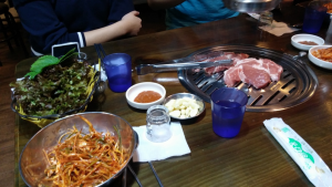 ceremony in commemoration of the Royal Ancestors, Jongmyo Shrine, Sookmyung Women’s University, study abroad jcu, jcu study abroad oppurtunities, Korean barbecue table