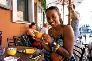 Raven wearing Orientation yellow bracelet
