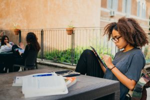 students studying, JCU library, john cabot university, studying abroad in Rome