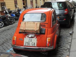 vintage car in Rome, study abroad in Rome, trastevere, american students in Rome, tips for study abroad students, john cabot university