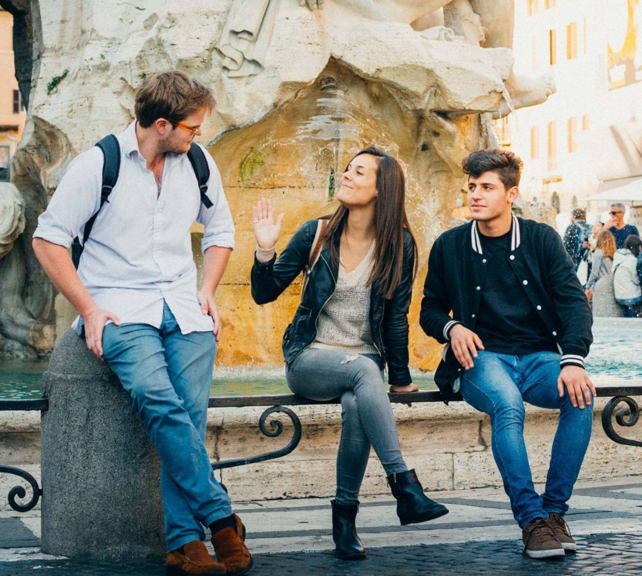 A trio of graduate studies students enjoying summer in the center of Rome