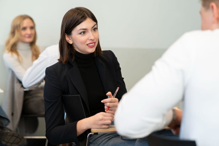 JCU student interacting with an academic advisor