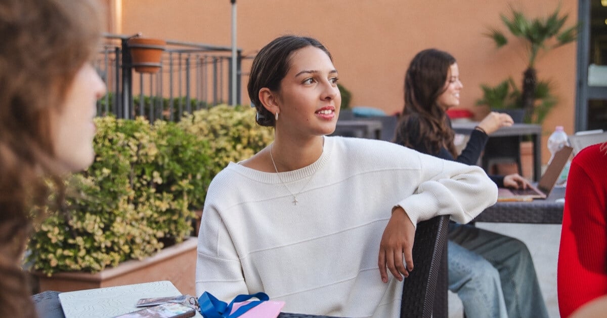 A female JCU student from our university in Rome 