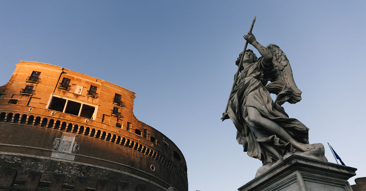 Statue located directly outside Castel Sant'Angelo in Rome