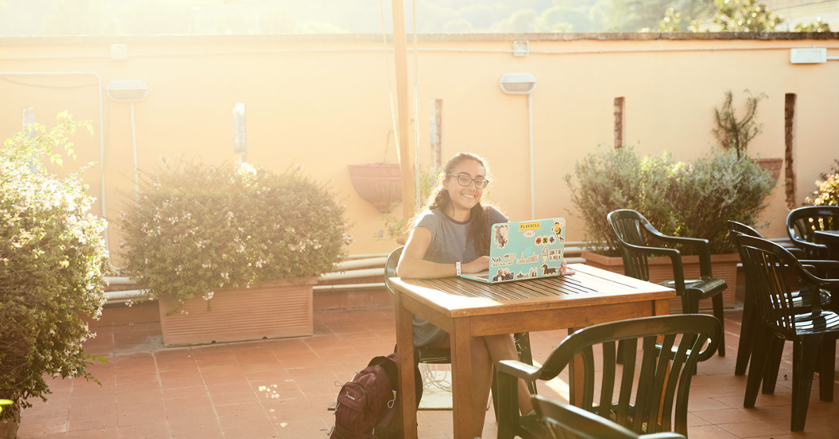 Student studying at JCU Secchia Terrace