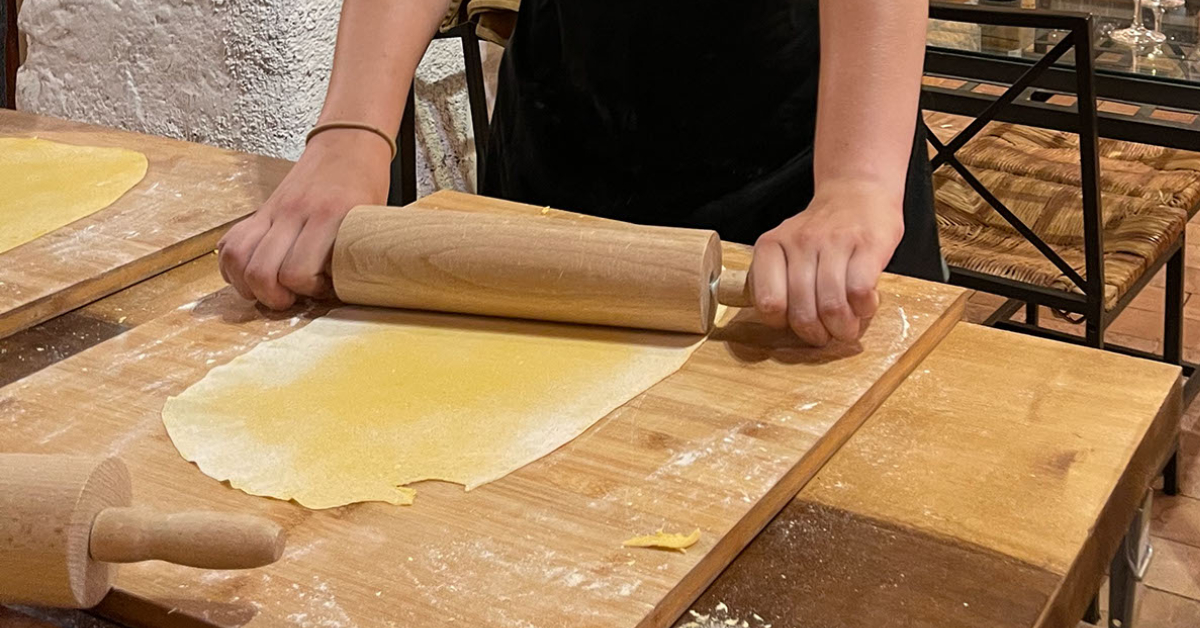 Pasta being rolled out