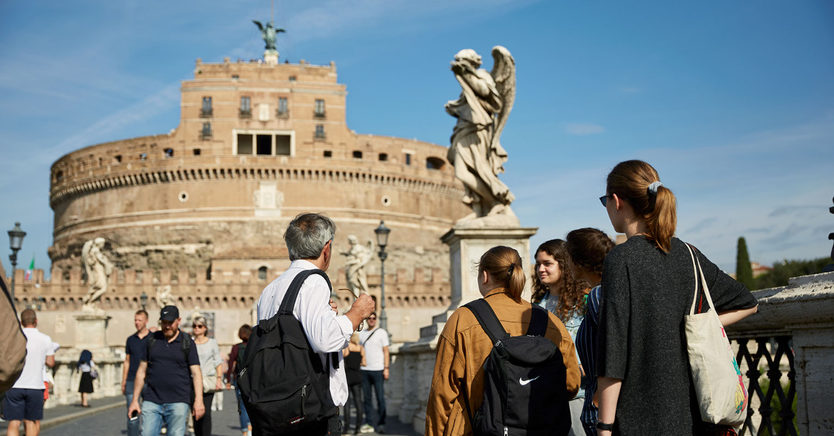 Class being taken on-site at Castel Sant'Angelo