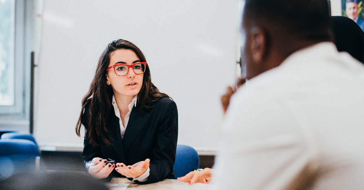 Students having a discussion