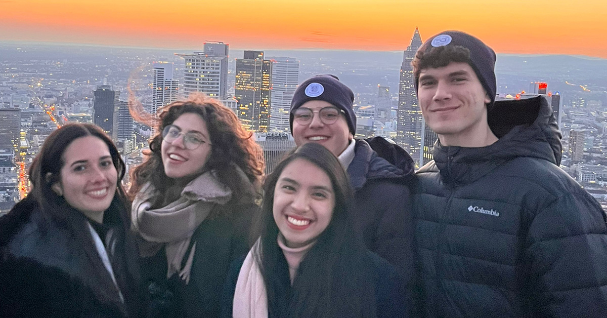 5 JCU Business Society students on a trip in Germany
