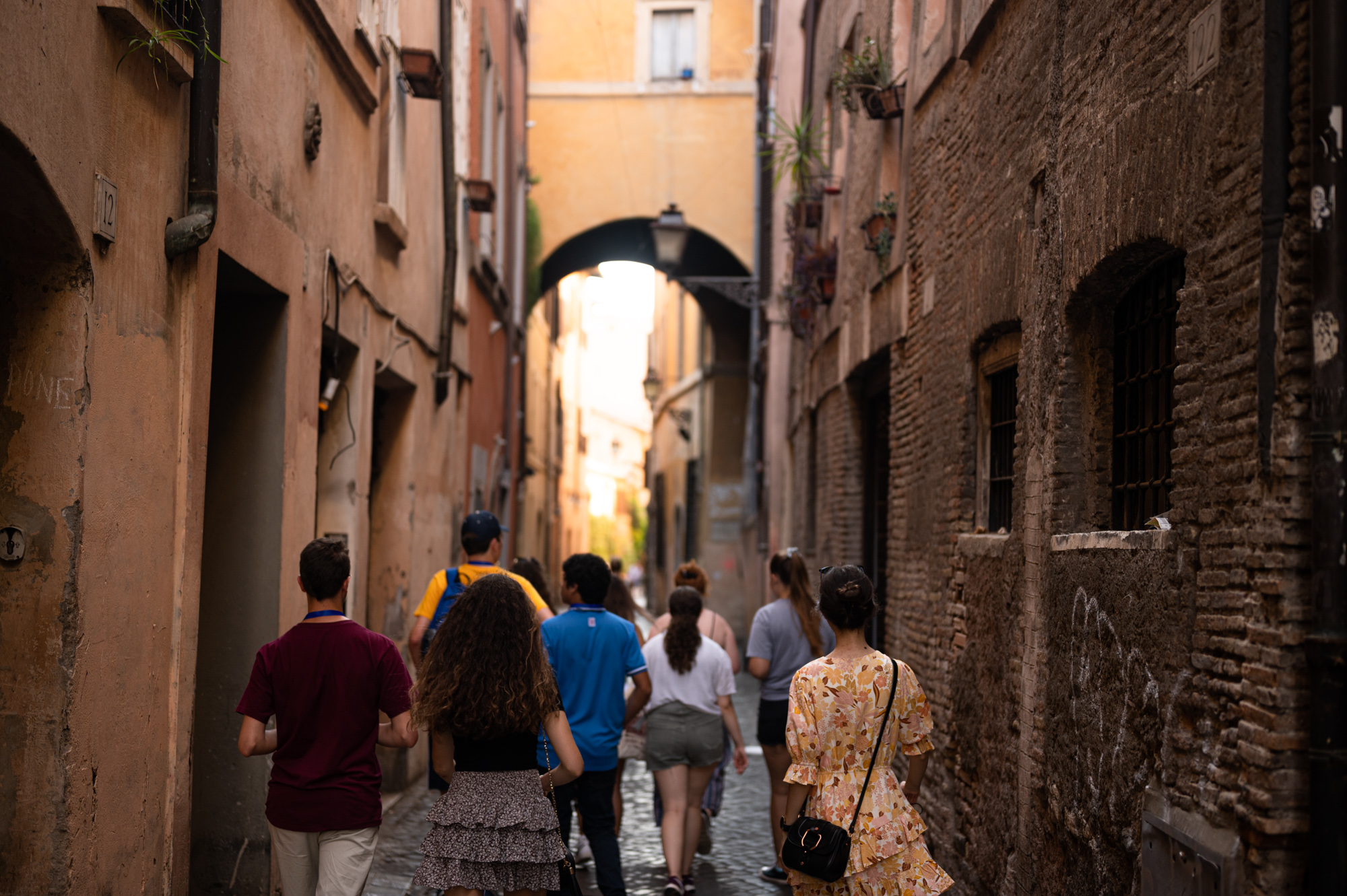 Students walking around the streets of Rome