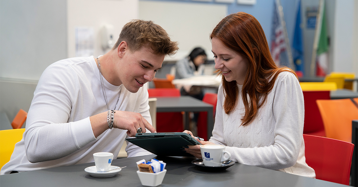 Students earning a communications degree in Rome 