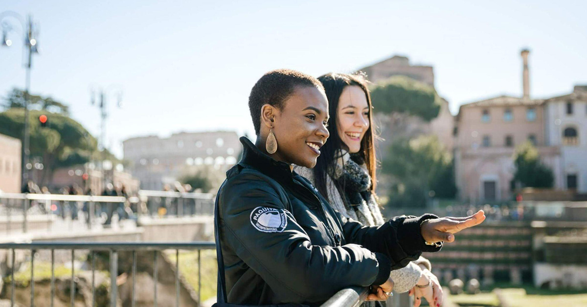 Happy JCU students outside in Rome