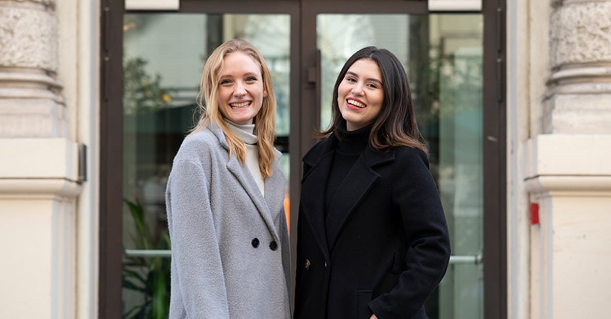 Two students earning a master’s in international affairs posing in Rome