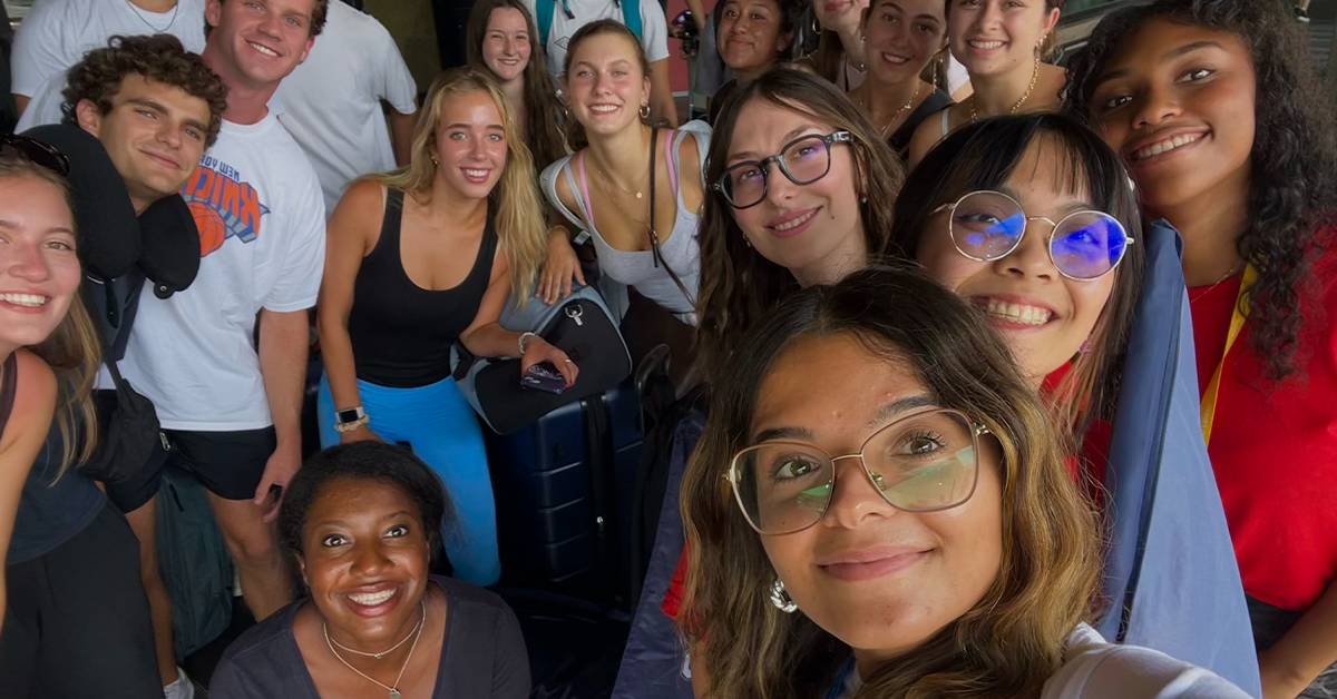 JCU student Valentina and her friends smiling for a photo